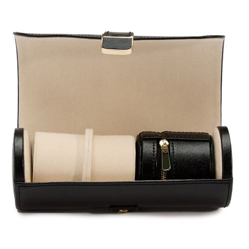 Wolf Palermo Double Watch Roll + Jewelry Pouch In Black Anthracite