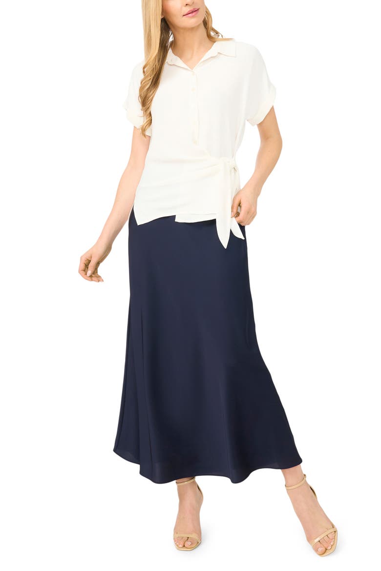 Asymmetric Tie Front Shirt, Alternate, color, NEW IVORY