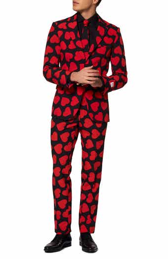 OppoSuits King of Hearts Slim Fit Two-Piece Suit & Tie Set