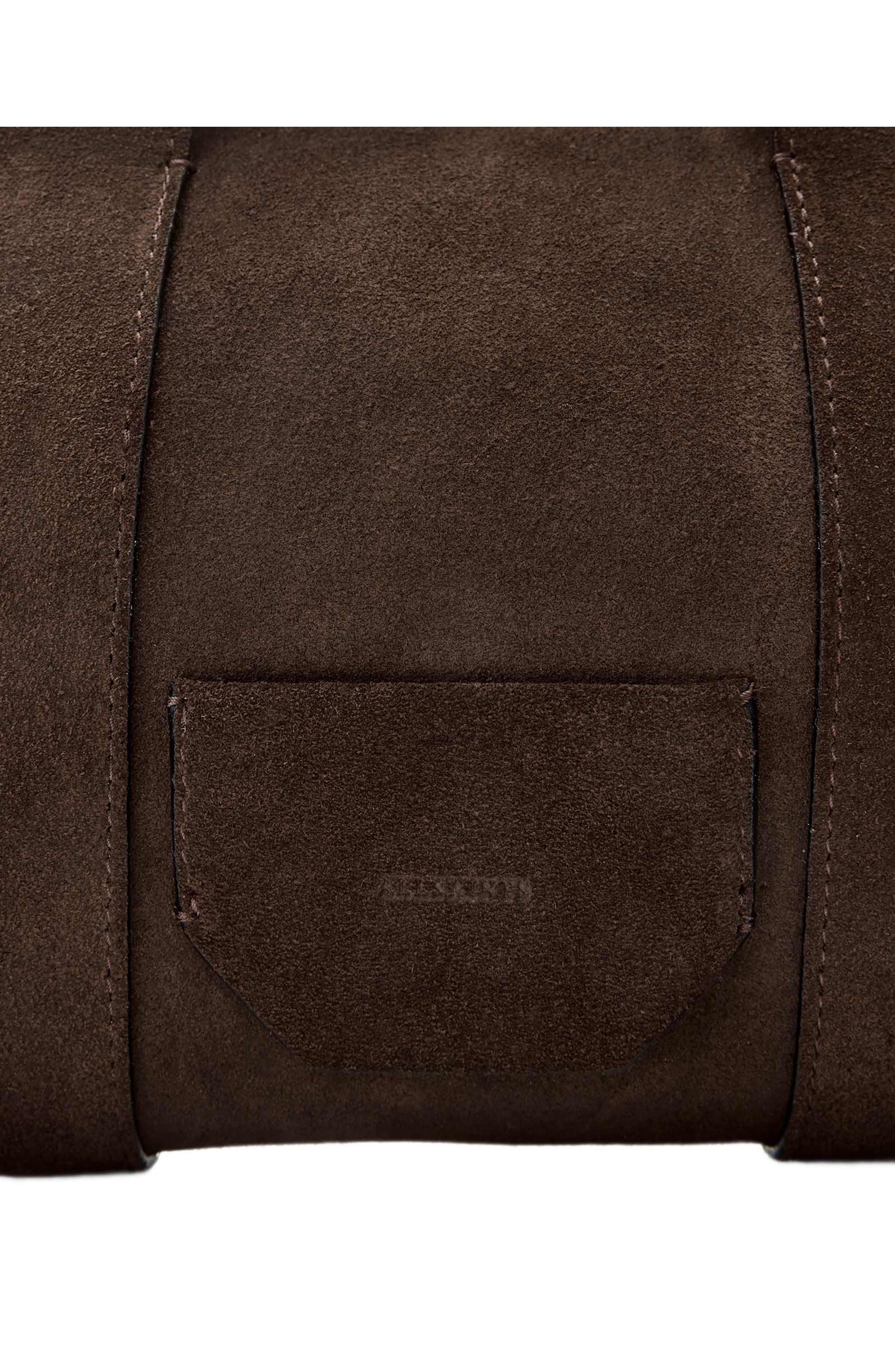 Ares Compact Suede Crossbody Bag, Alternate, color, FANGO BROWN