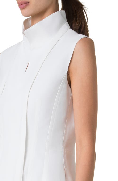 Shop Akris Tie Neck Sleeveless Maxi Dress In Pure White