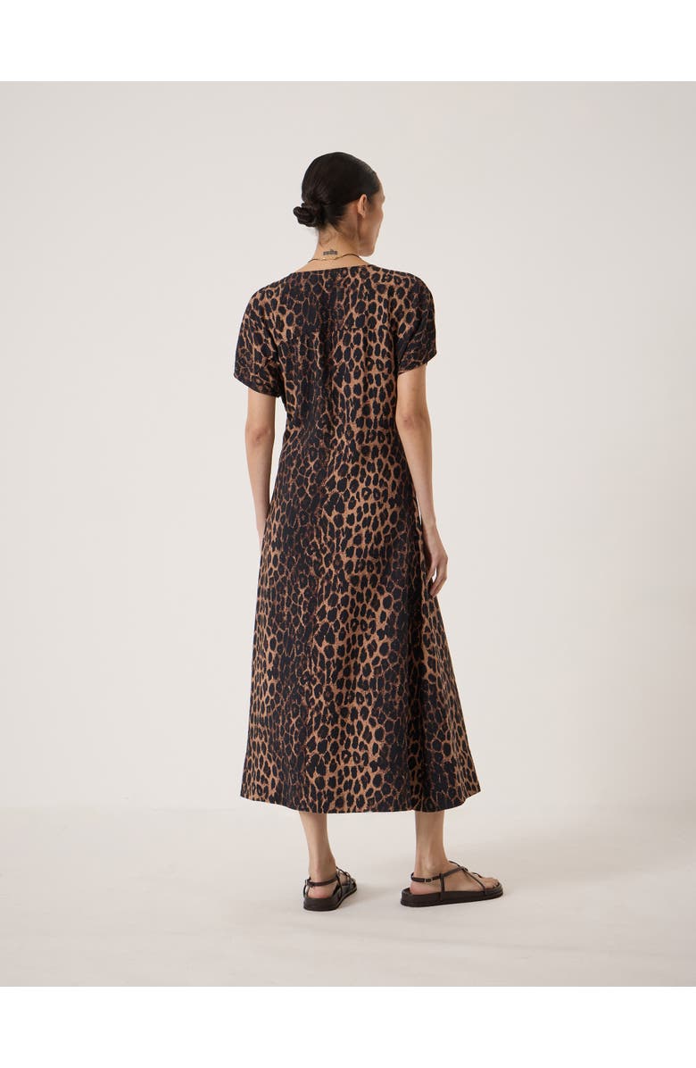 Hush Bronte Pleated Air Flow Midi Dress, Alternate, color, Natural Leopard Brown