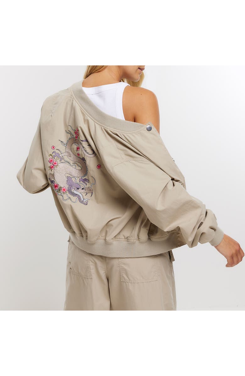 River Island Embroidered Dragon Bomber Jacket, Alternate, color, 