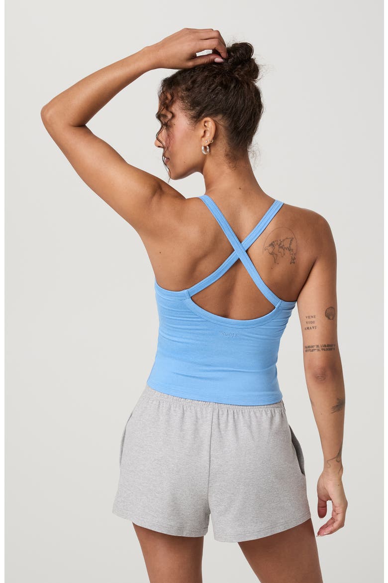 Halo Cross Back Performance Tank, Alternate, color, OASIS BLUE HEATHER