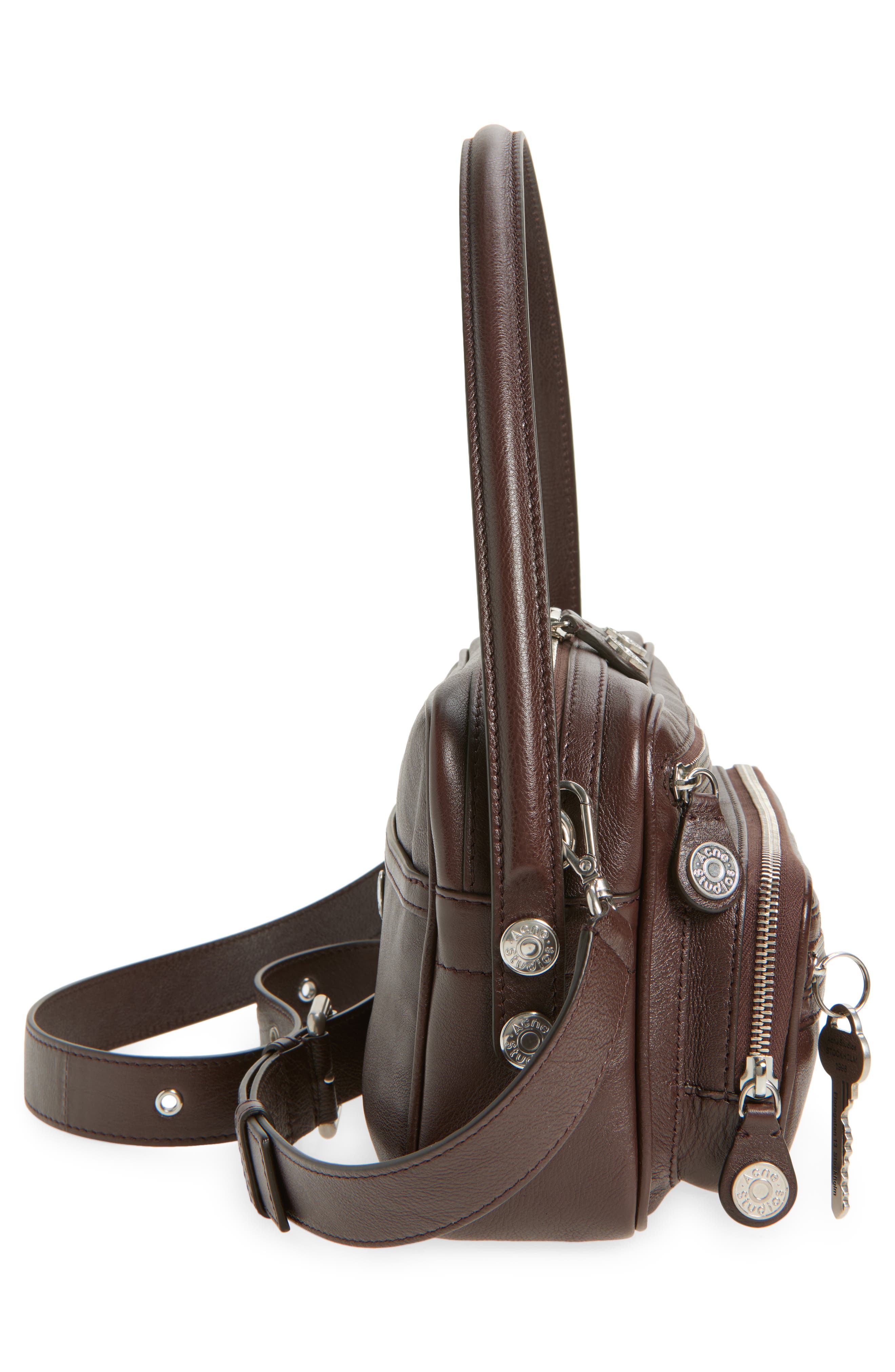 Acne Studios Small Camero Leather Shoulder Bag, Alternate, color, Chocolate Brown