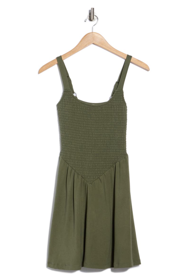smocked skater dress Green and Pink Dress - Floral Print Skater Dress - Smocked Dress