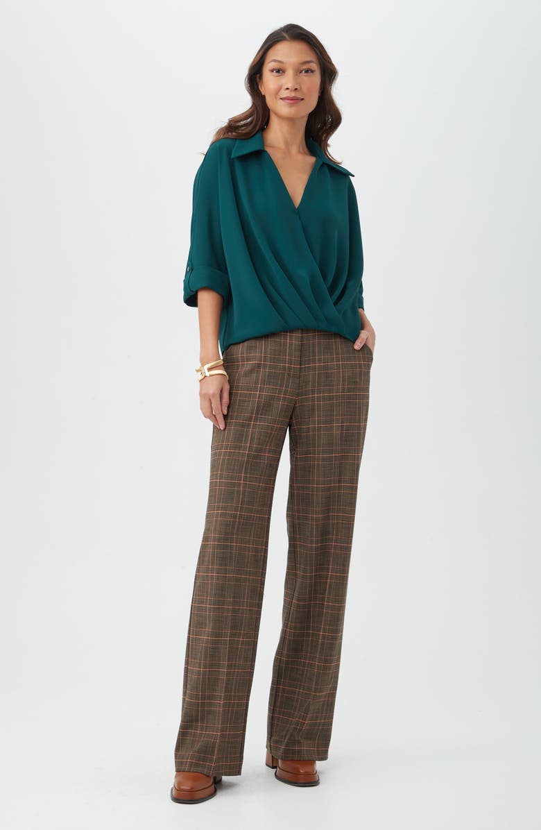 Trina Turk Sadie Plaid Wide Leg Pants, Alternate, color, Brown Multi