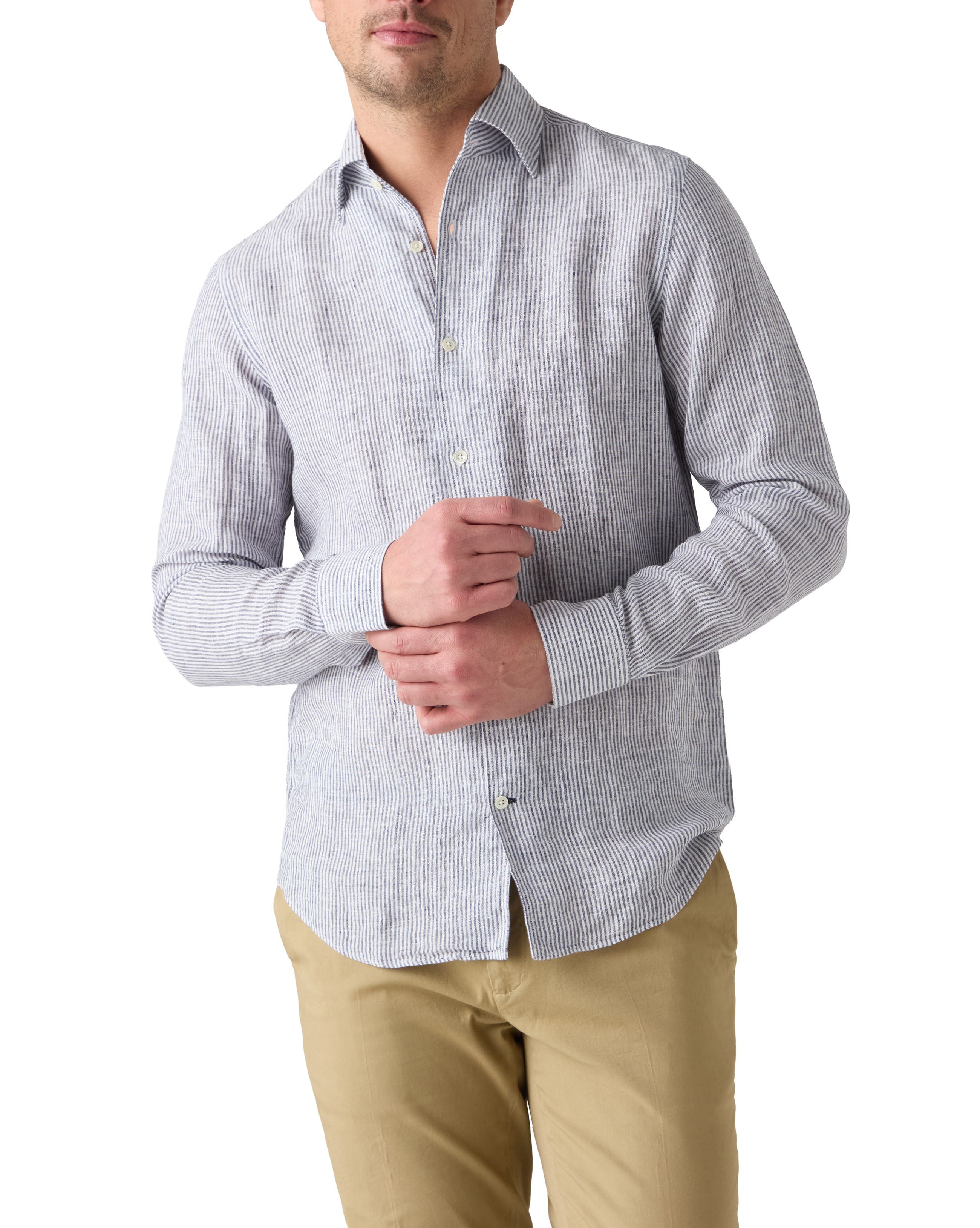 Morgan Medium Stripe Linen Shirt - image 2