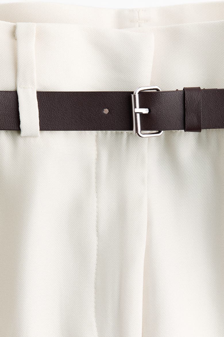 Belted Tailored Trousers, Alternate, color, Cream