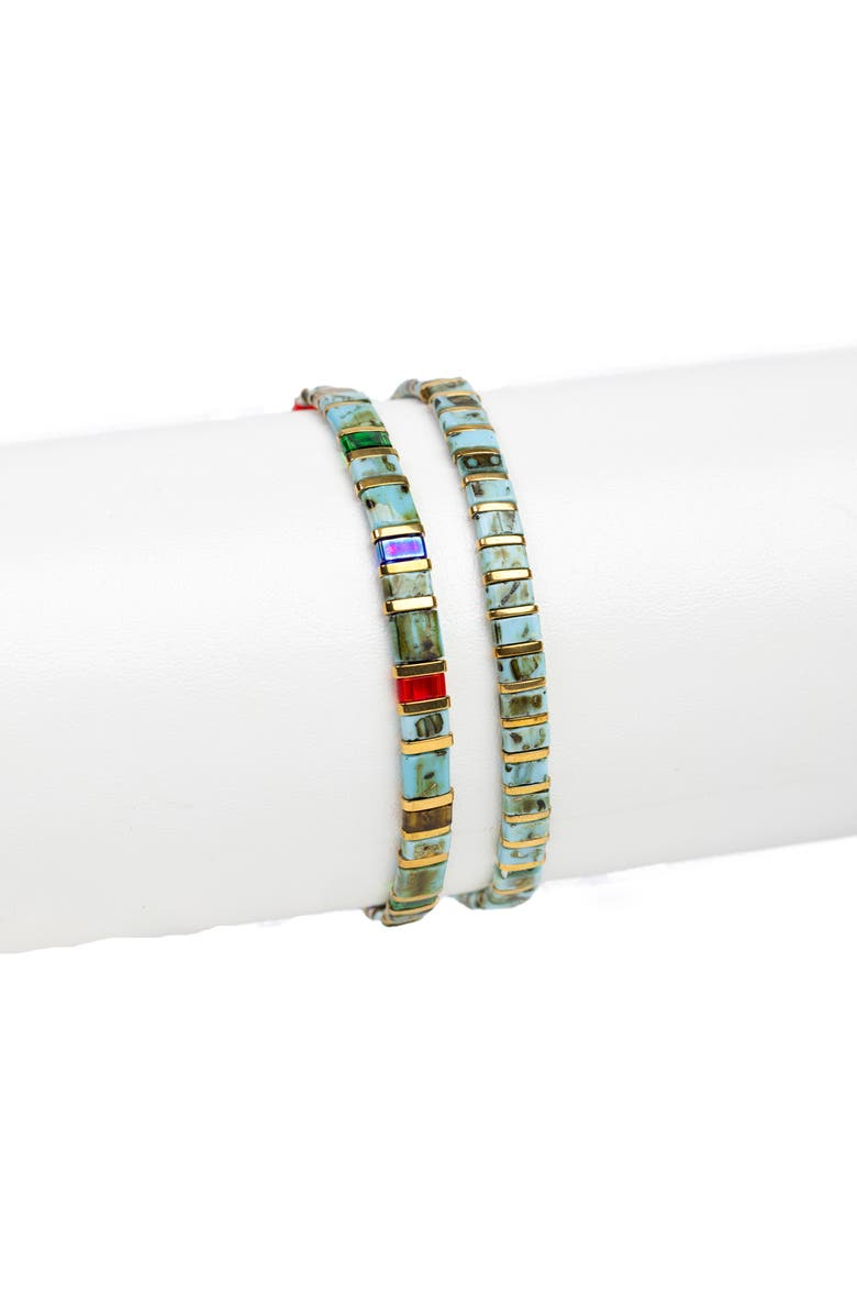 SAACHI 2-Pack Stretch Beaded Bracelets, Alternate, color, Turquoise