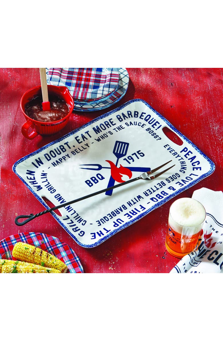 tag Eat More BBQ Melamine Serving Tray for Summer Gatherings, Alternate, color, White