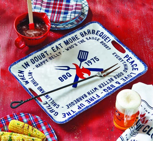 Tag Eat More Bbq Melamine Serving Tray For Summer Gatherings In White