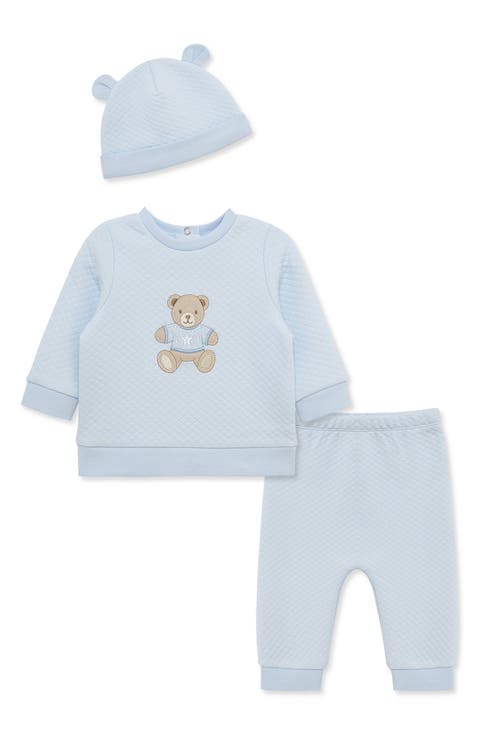 Bear Quilted Top, Pants & Hat Set