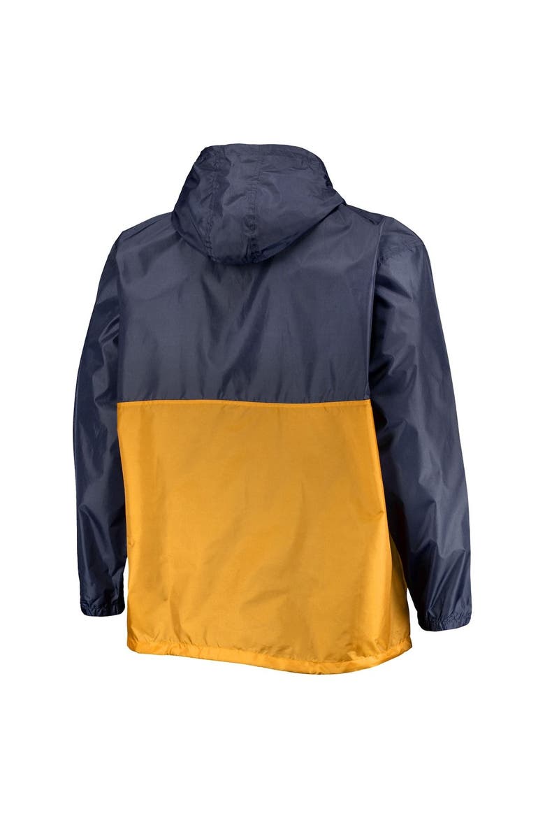 Men's Navy/Gold Milwaukee Brewers Big & Tall Split Body Anorak Half-Zip Jacket, Alternate, color, Navy