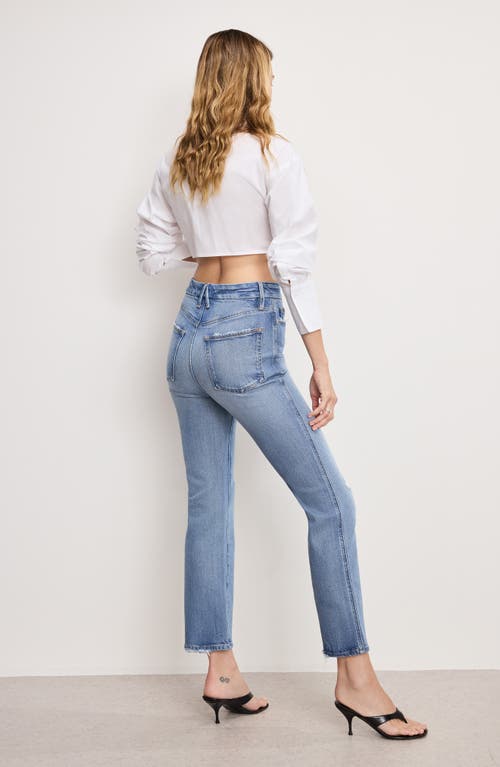 Good American Soft-tech Good Curve Ripped High Waist Ankle Straight Leg Jeans In Blue