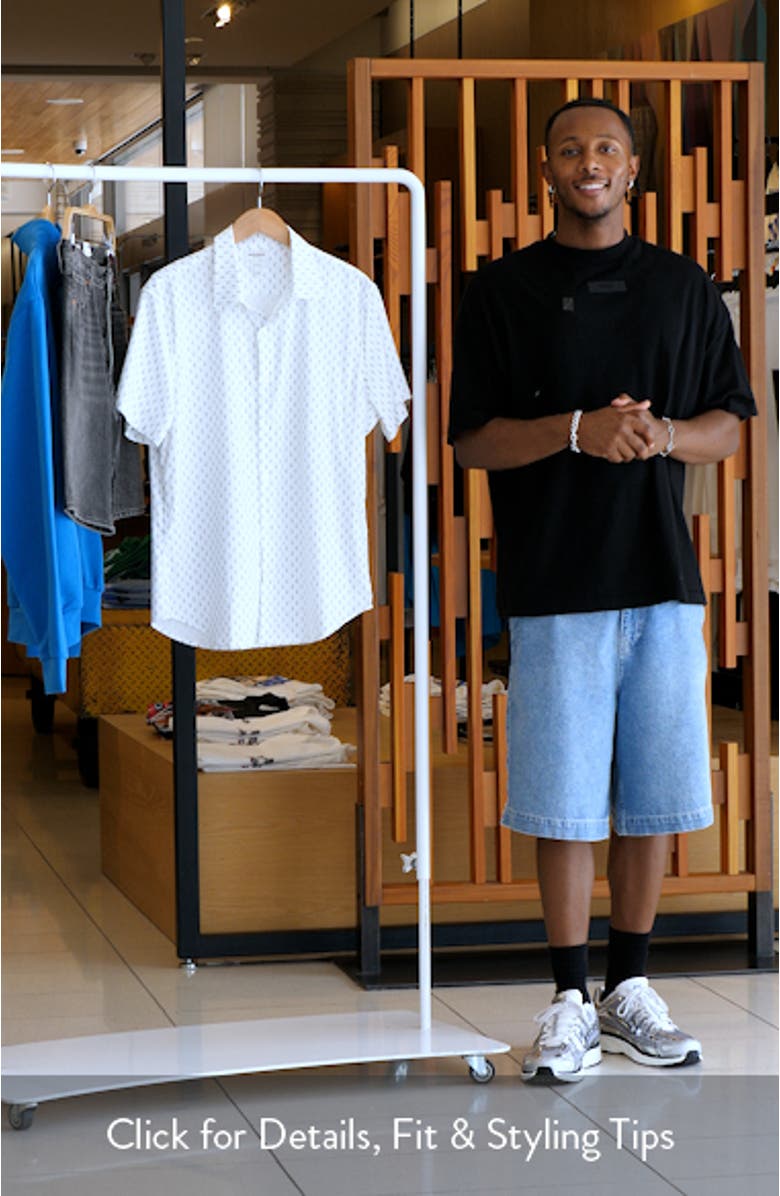 Tech Slim Fit Floral Short Sleeve Performance Button-Up Shirt, sales video thumbnail