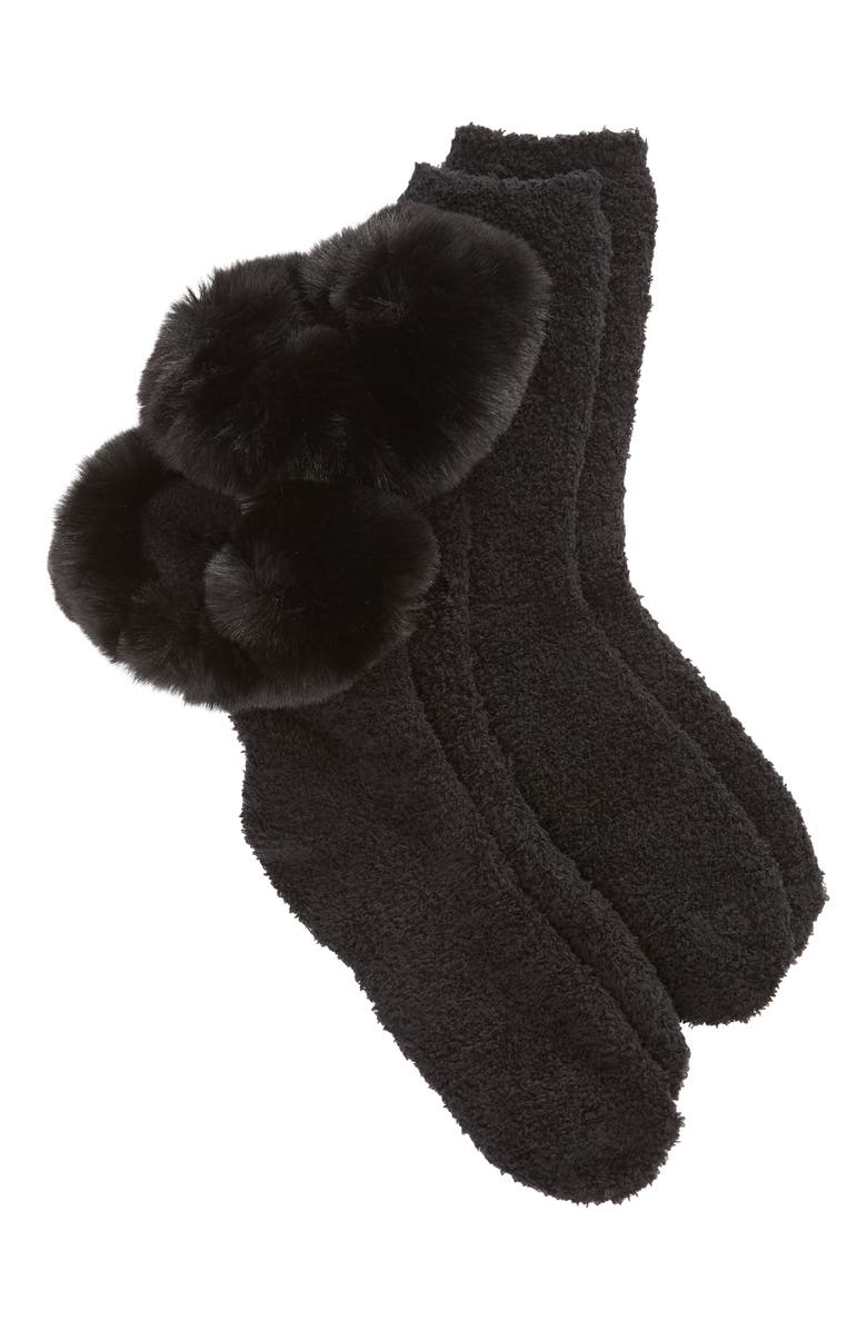 Nordstrom Butter 2-Pack Faux Fur Trim Crew Socks, Main, color,