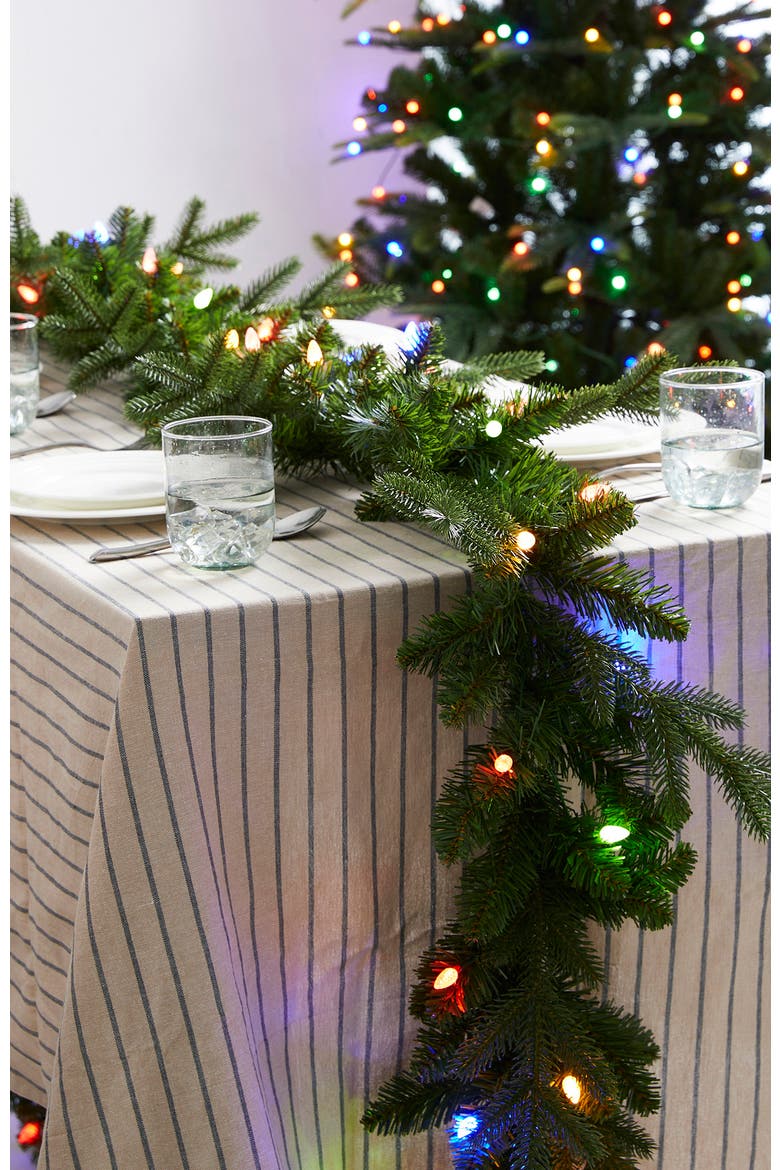 9ft Pre-Lit Artificial Christmas Garlands with Timer, Alternate, color, Green