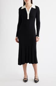 Julia Jordan Long Sleeve Rib Polo Sweater Dress