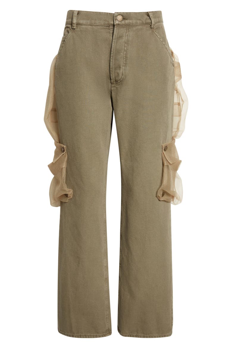 Cantiere Sheer Pocket Cotton Canvas Wide Leg Pants, Alternate, color, KHAKI