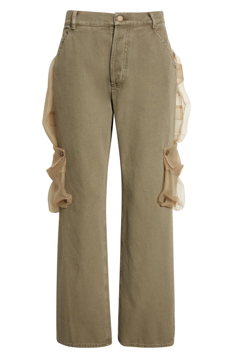 Magliano Cantiere Sheer Pocket Cotton Canvas Wide Leg Pants, Main, color, Khaki