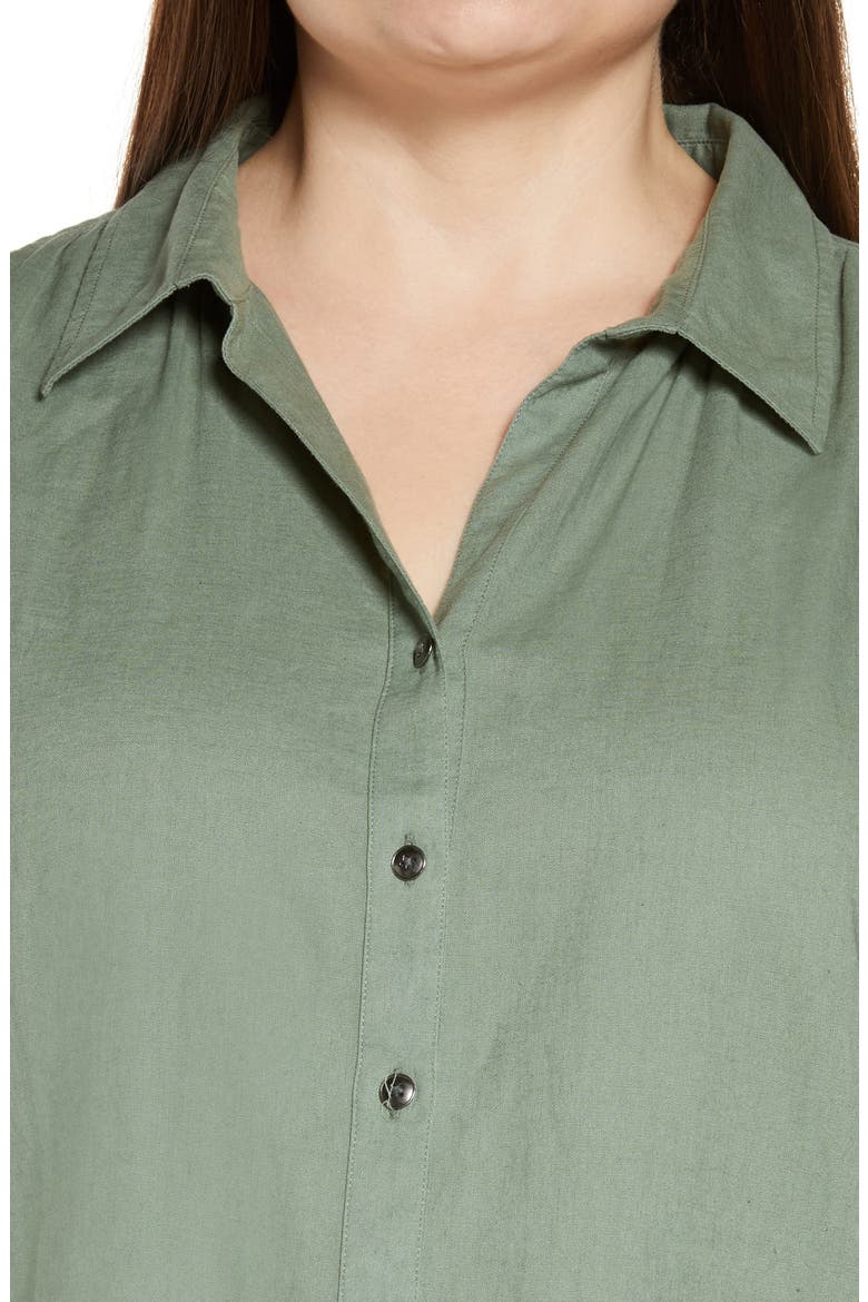 Linen Blend Camp Shirt, Alternate, color, GREEN DUNE