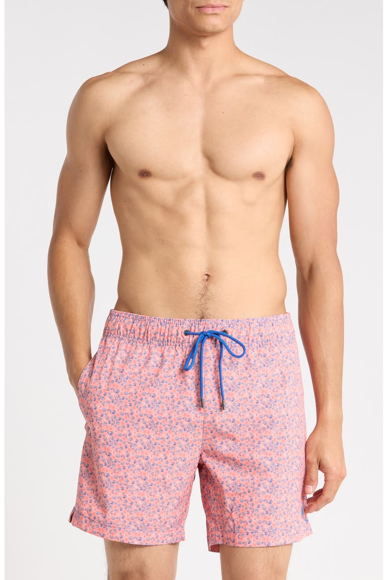 Floral Sea Swim Trunks, Main, color, PINK