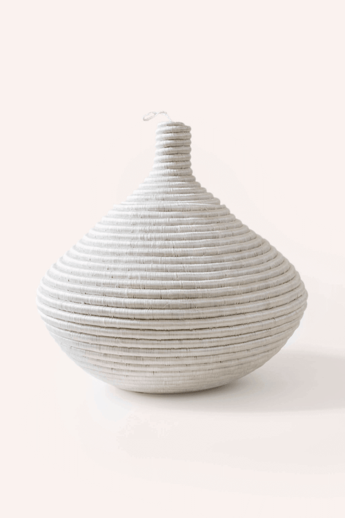 Indego Africa White Sisal Round Lidded Basket