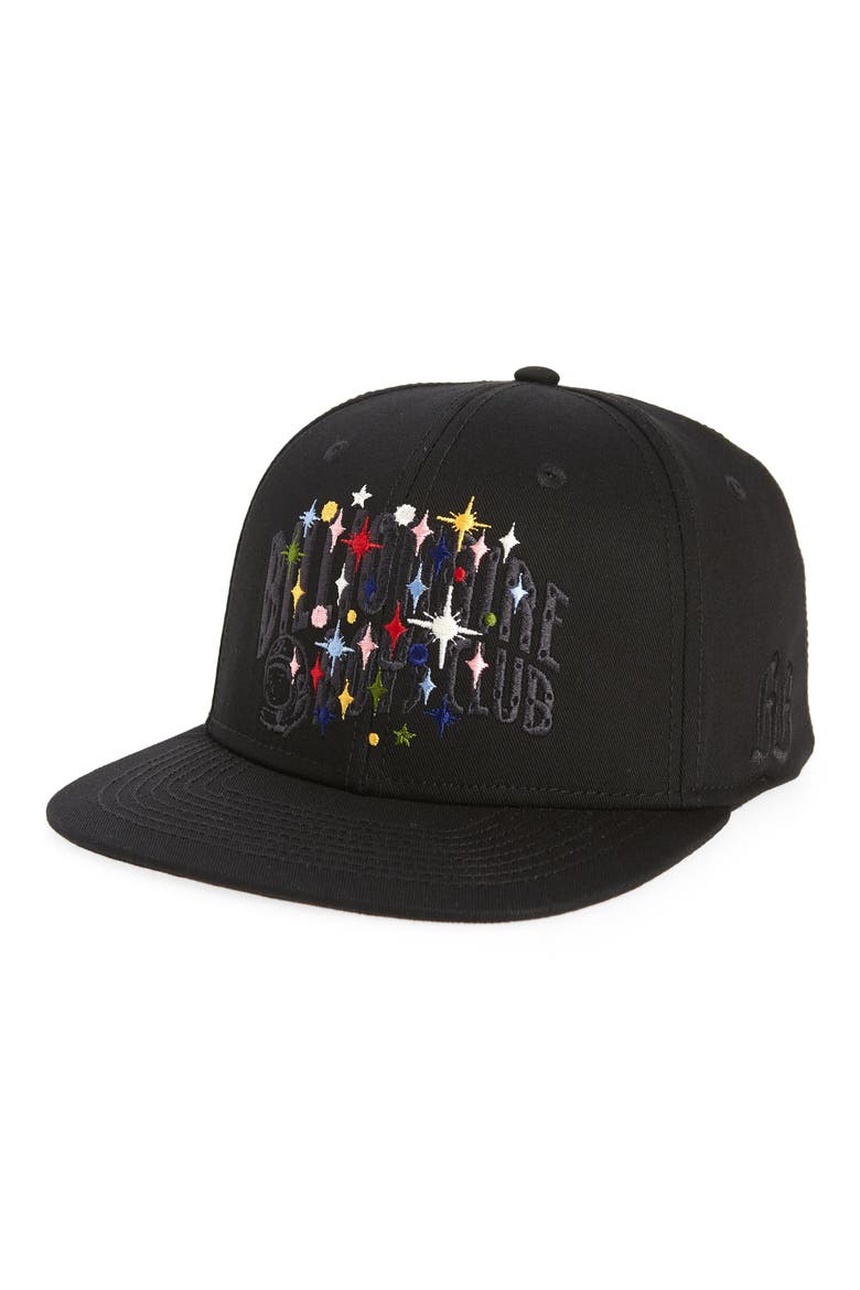 Stars Snapback Baseball Cap, Main, color, BLACK