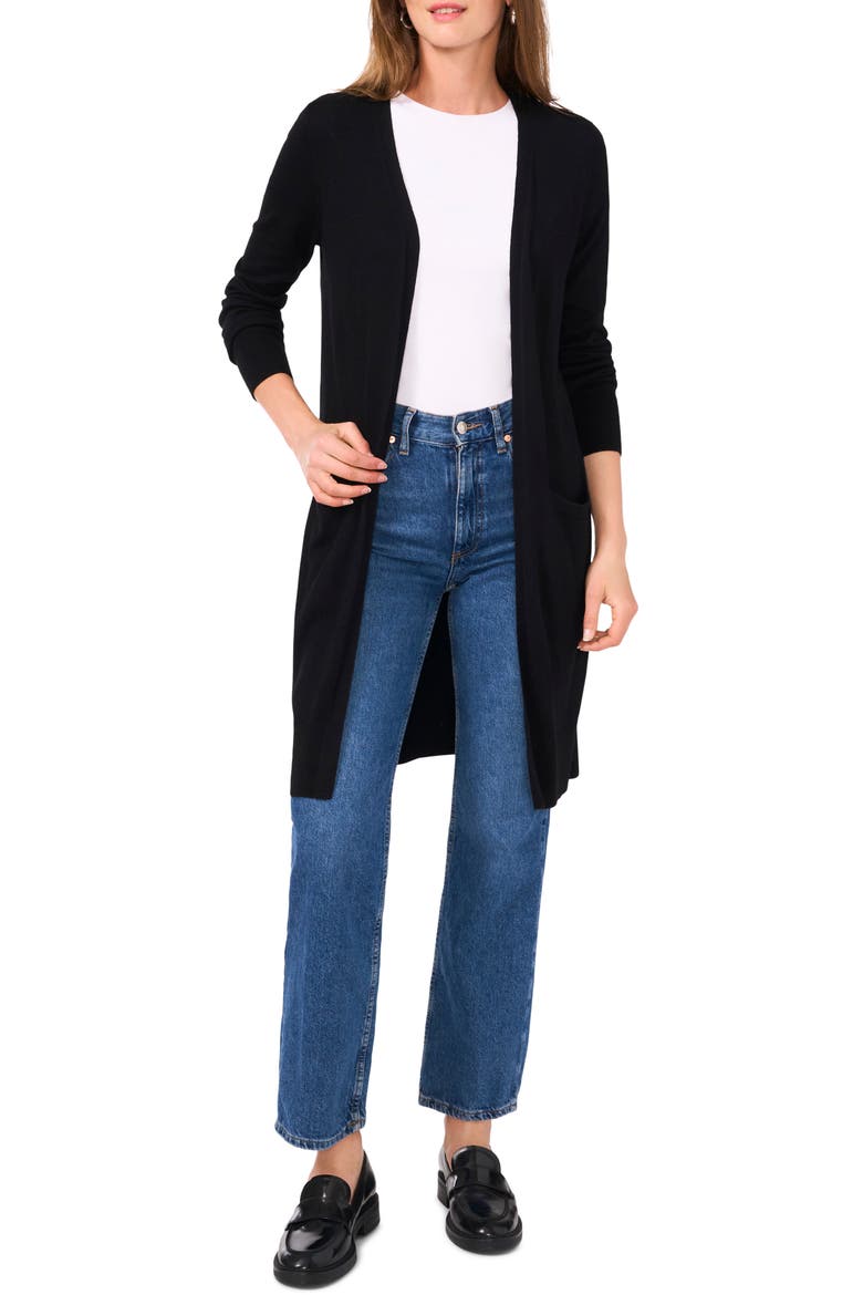 Open Front Longline Cardigan, Main, color, RICH BLACK