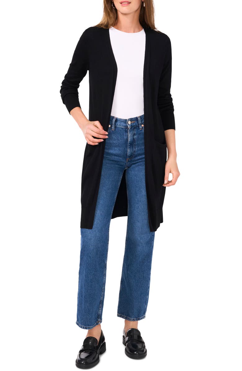 Halogen<sup>®</sup> Open Front Longline Cardigan, Main, color, Rich Black