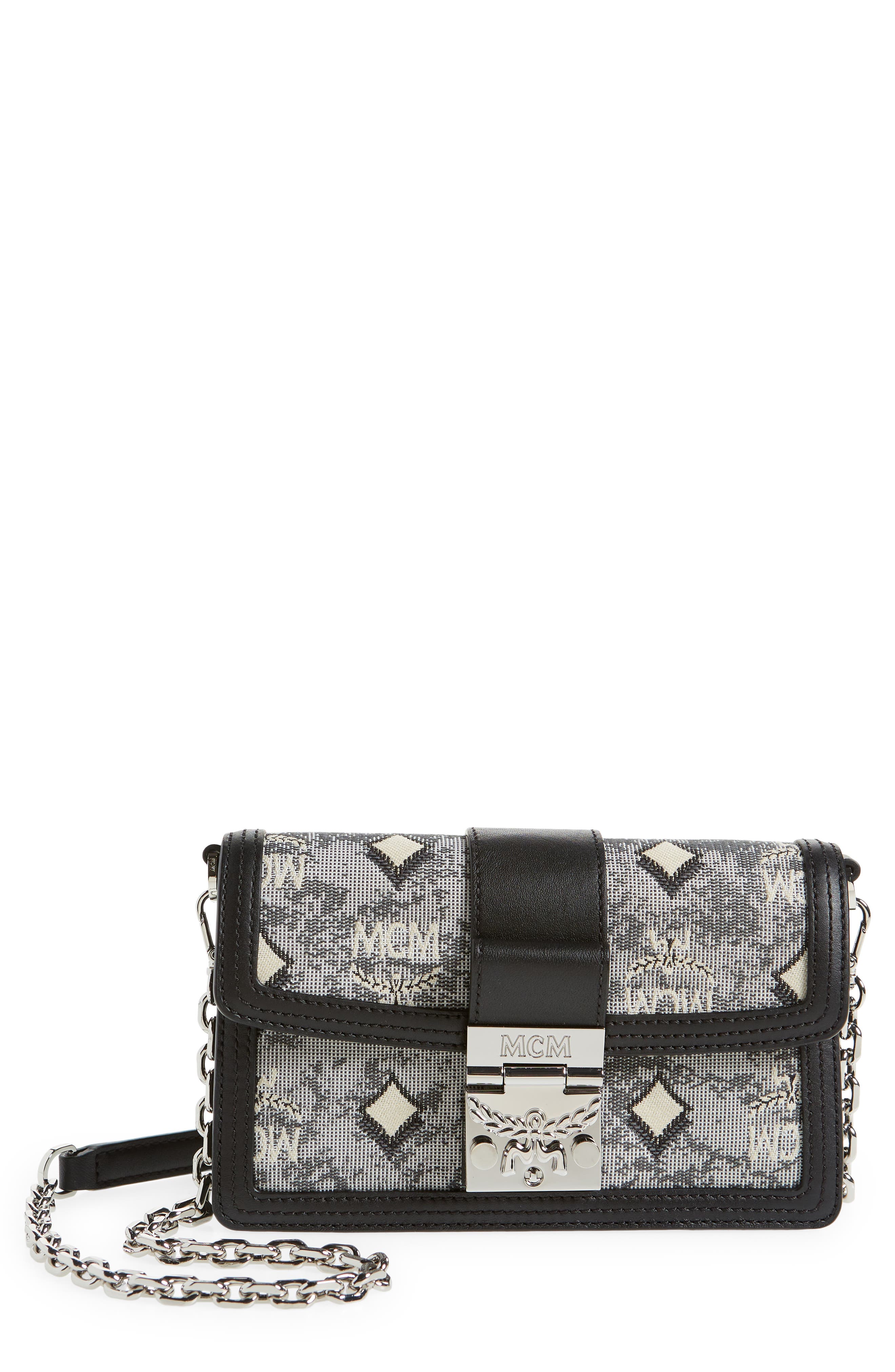 MCM Gretl Vintage Jacquard Monogram Crossbody Handbag, Main, color, 