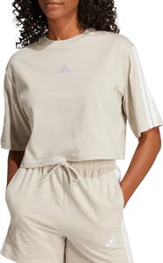 adidas 3-Stripes Cropped Cotton T-Shirt