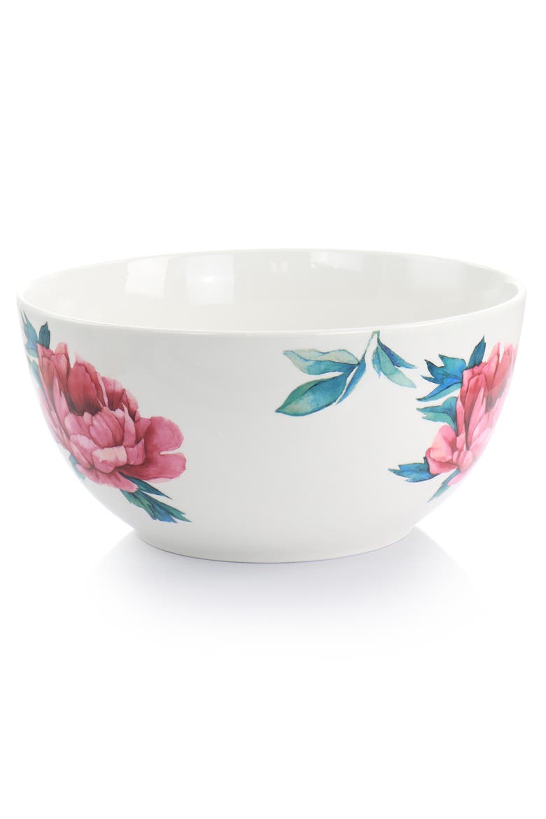 3 Piece Fine Ceramic Floral Bowl Set, Alternate, color, White