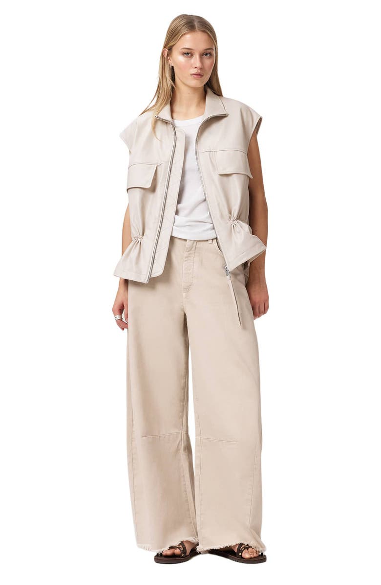 AllSaints Payton Frayed Hem Wide Leg Jeans, Alternate, color, Cream White