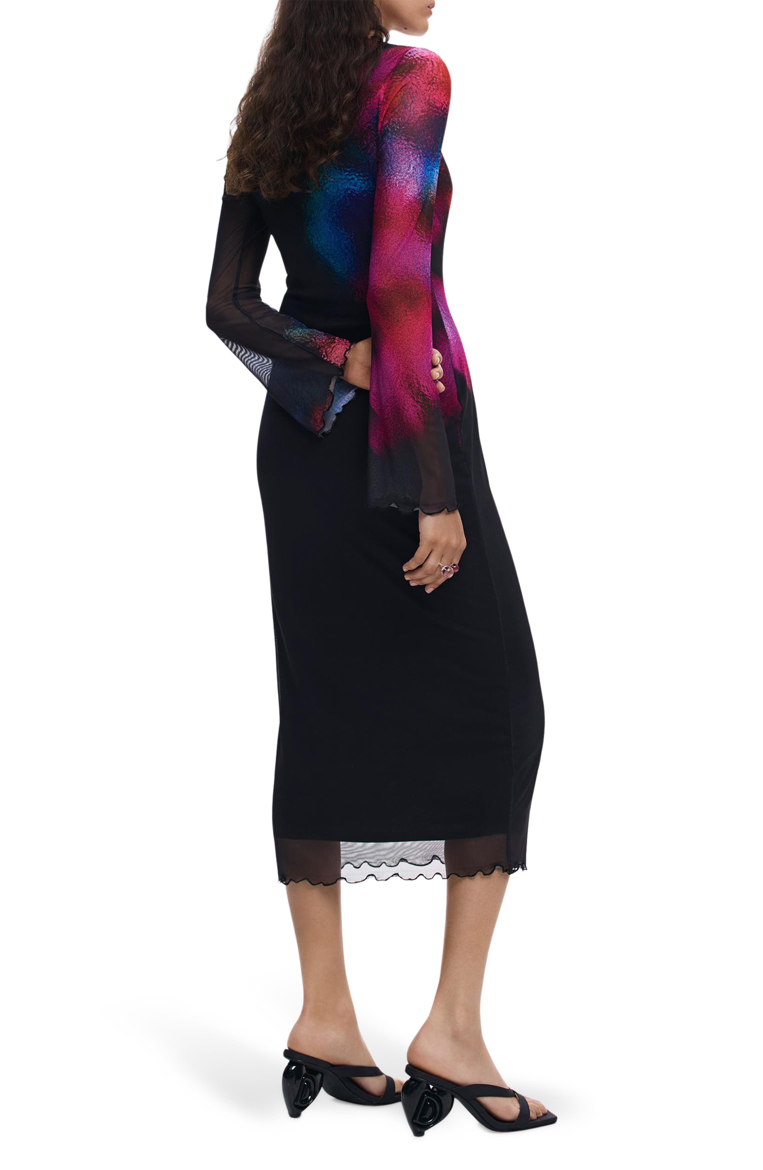 Long Sleeve Mesh Dress - image 2