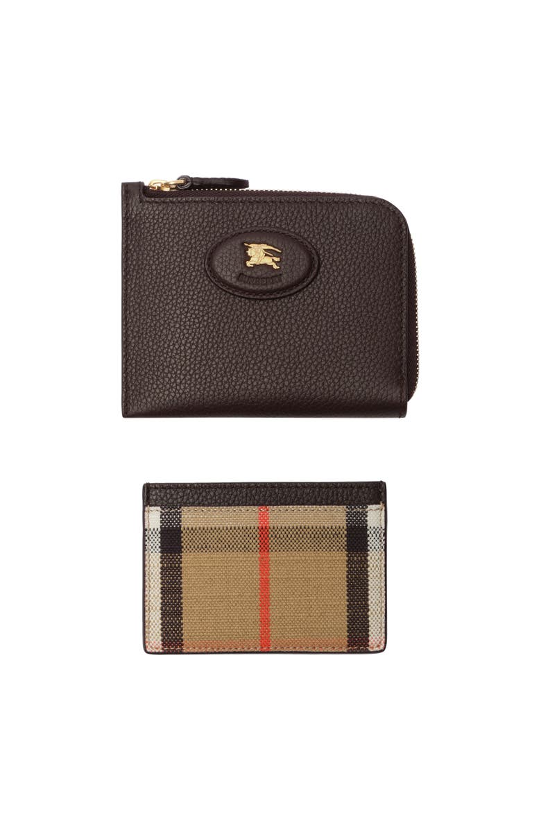 Burberry Bloomsbury Zip Wallet & Cardcase, Alternate, color, Peat Brown/Sand Beige