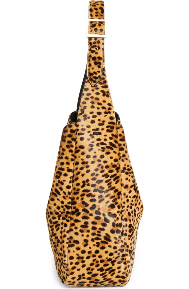 Saint Laurent Large Le 5 à 7 Genuine Calf Hair Shoulder Bag, Alternate, color, Beige/ Noir