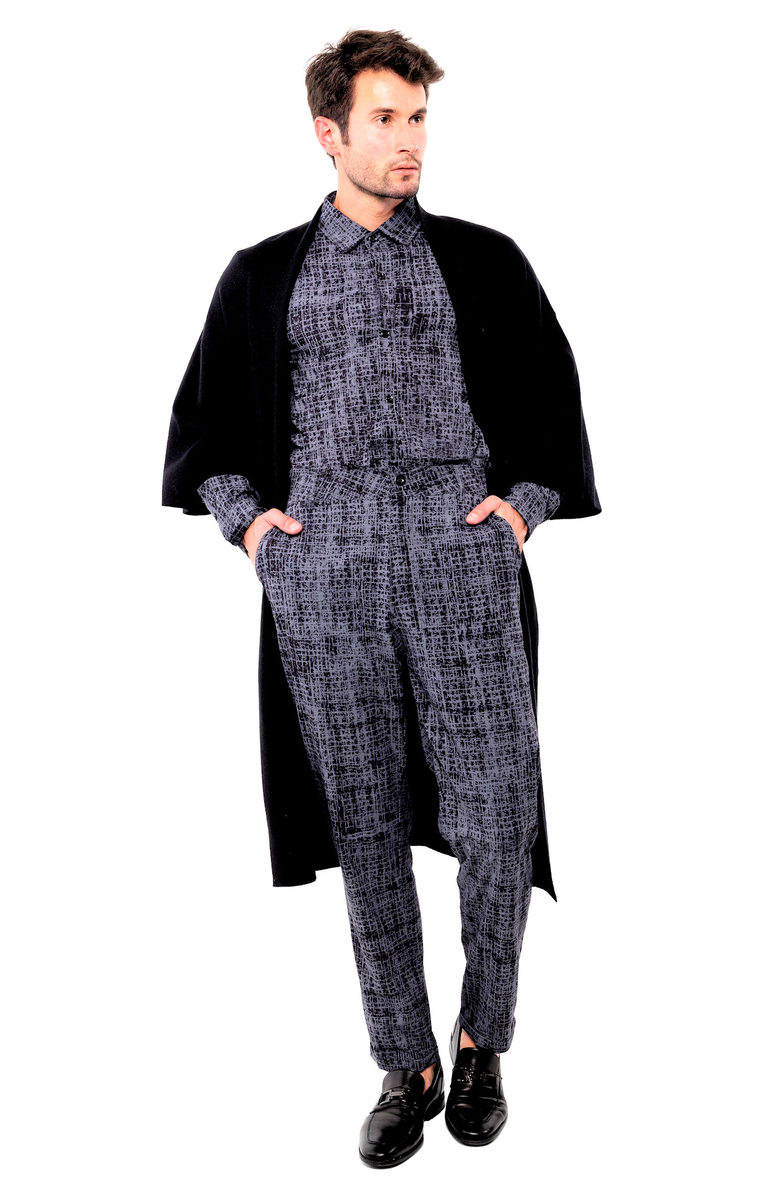 Dai Moda Men's ETC print dress Pants, Alternate, color, Black