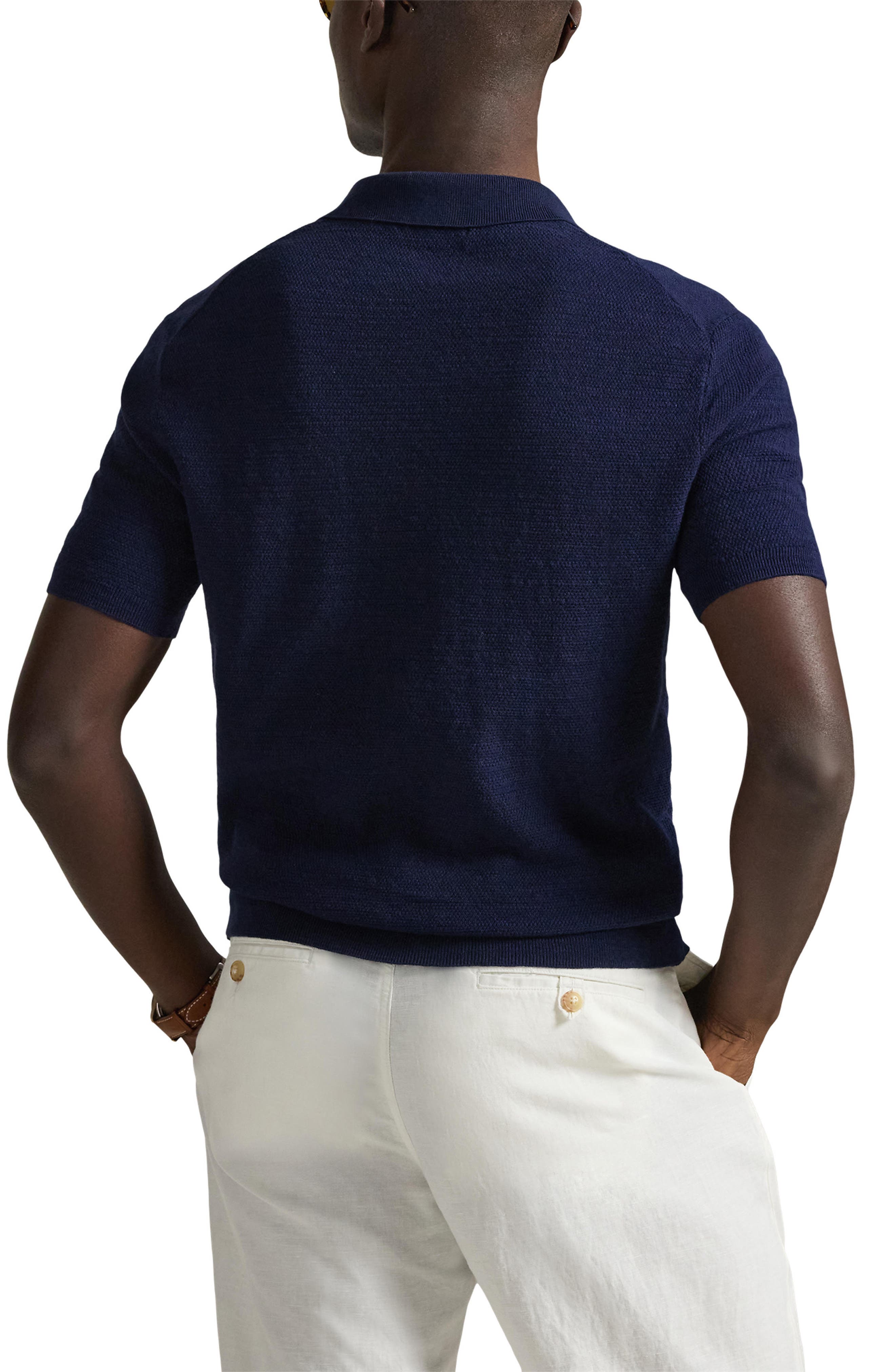 Polo Ralph Lauren Textured Seed Stitch Cotton & Linen Polo — фото 3