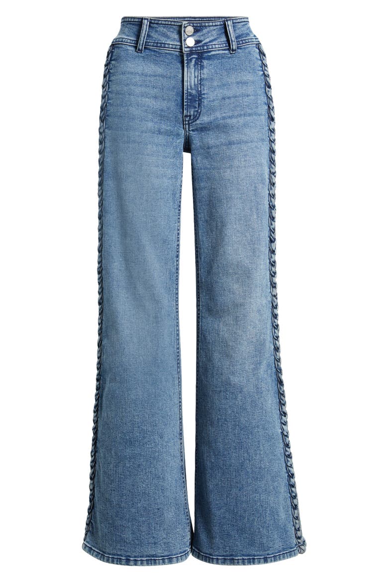 Side Braid Wide Leg Jeans, Alternate, color, VINTAGE WHISKER