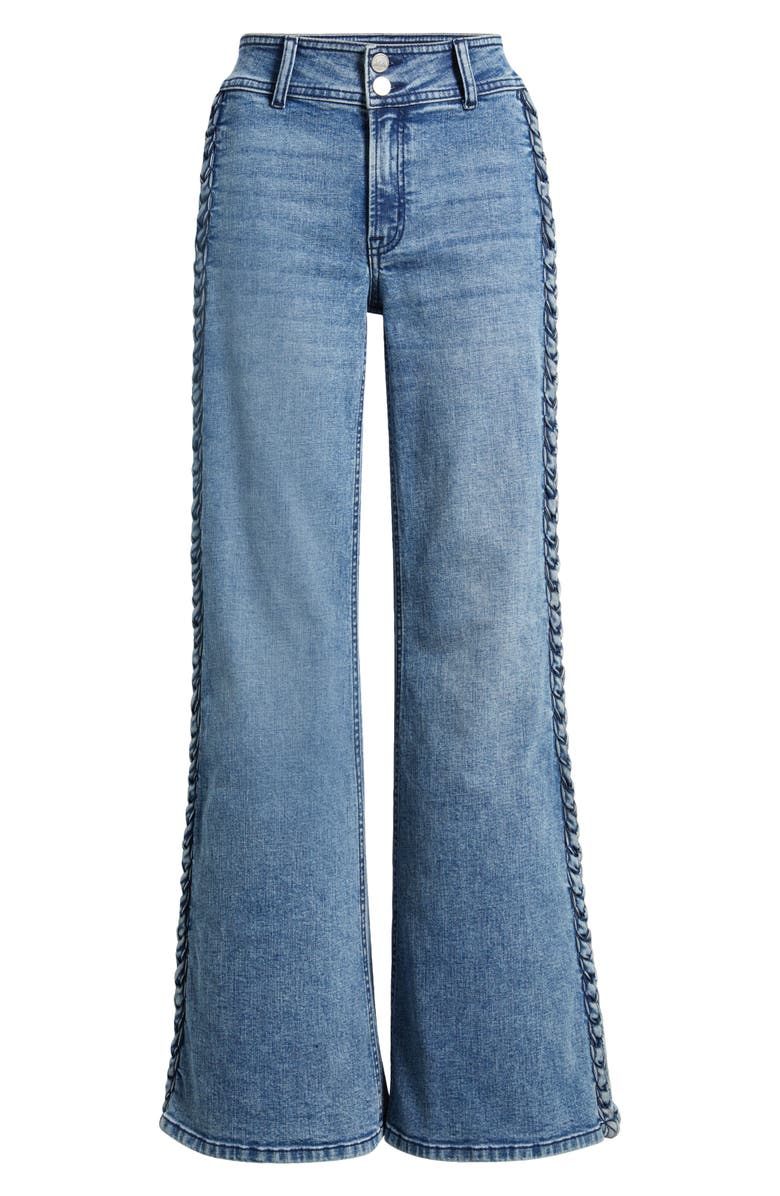 CITY BLUES Side Braid Wide Leg Jeans, Alternate, color, Vintage Whisker
