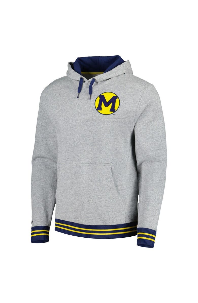 Mitchell & Ness Men's Mitchell & Ness Heather Gray Michigan Wolverines Pullover Hoodie, Alternate, color, Heather Gray