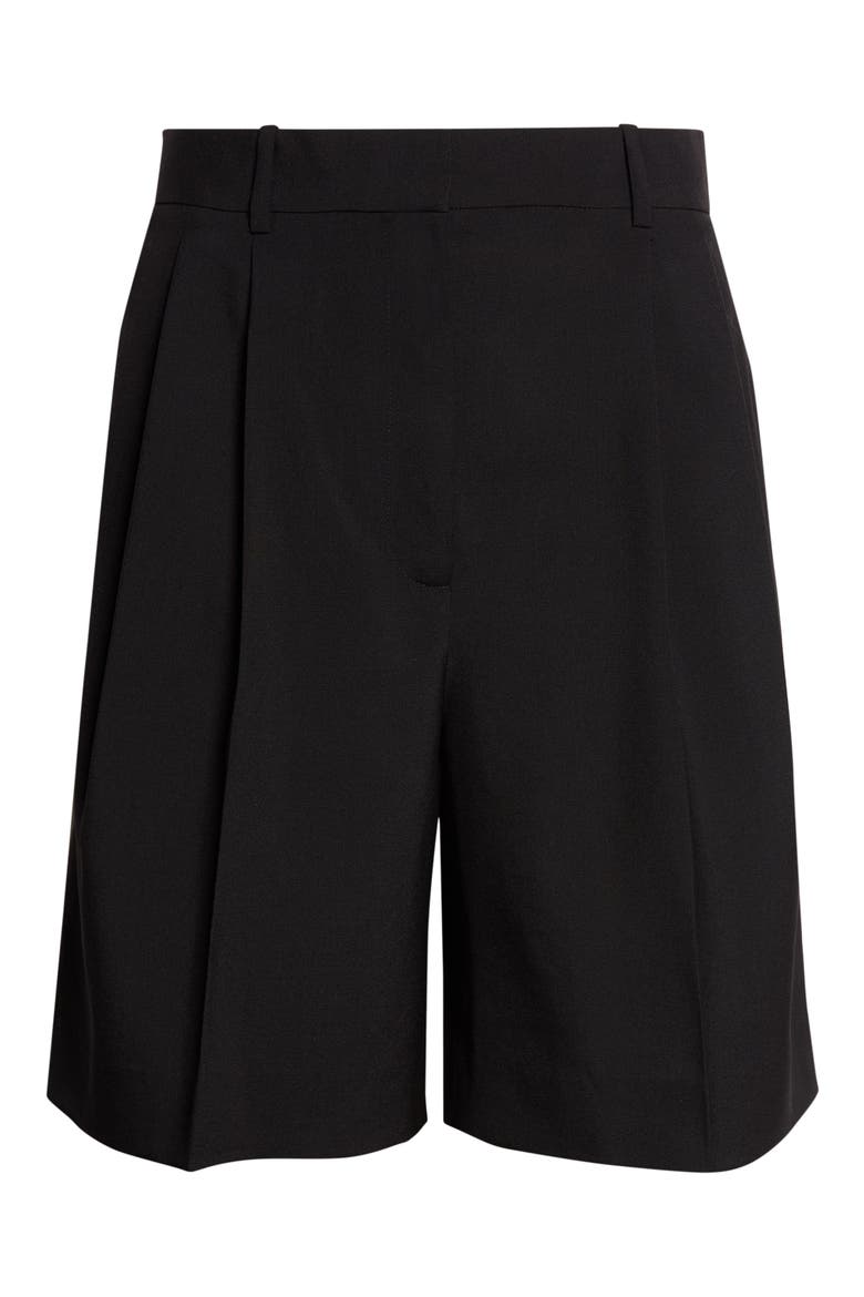 Auggie Pleated Wool Wide Leg Shorts, Alternate, color, BLACK
