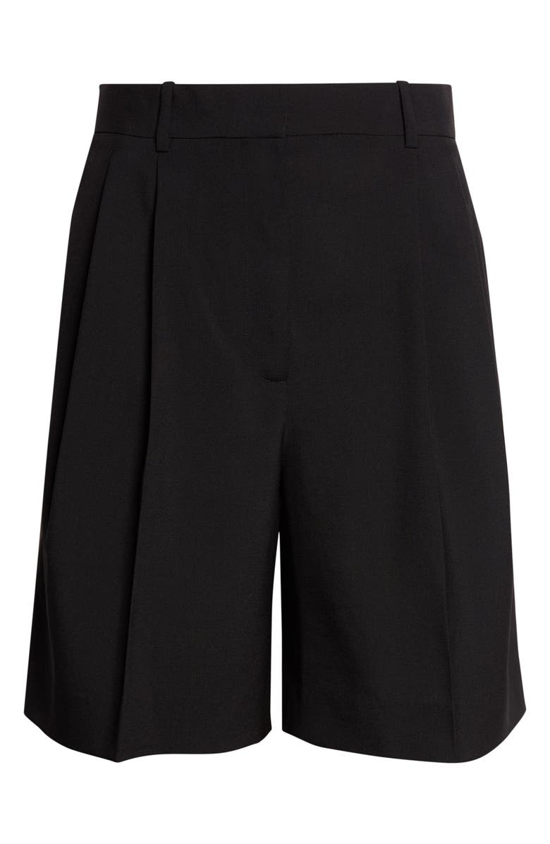 Khaite Auggie Pleated Wool Wide Leg Shorts, Alternate, color, Black