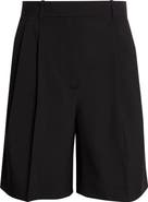 Khaite Auggie Pleated Wool Wide Leg Shorts