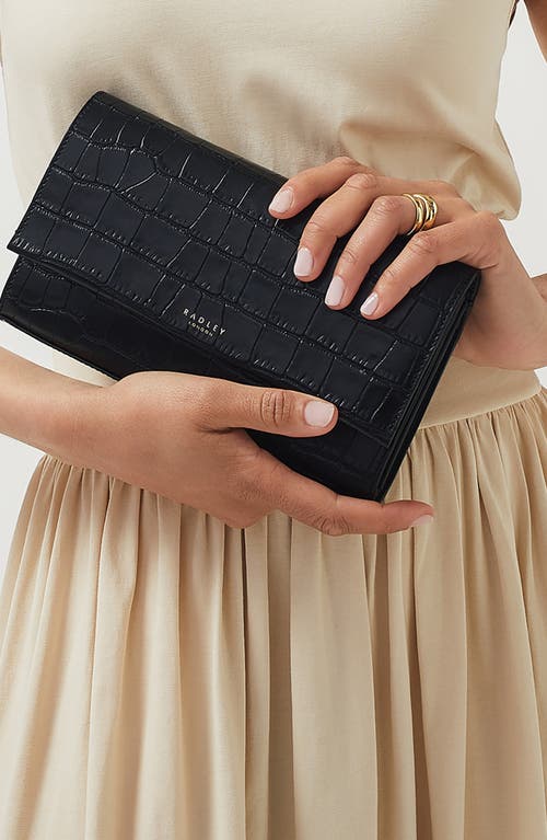 Radley Chancery Row Mini Croc Embossed Leather Crossbody Bag In Black