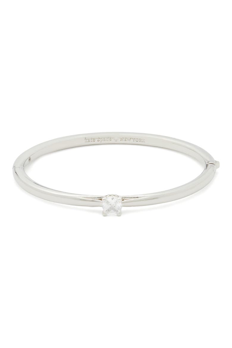 little luxuries hinge bangle bracelet, Main, color, CLEAR/SILVER