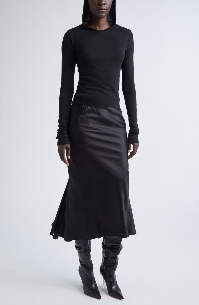 Rick Owens Rib Crop Hoodie, Alternate, color, Black