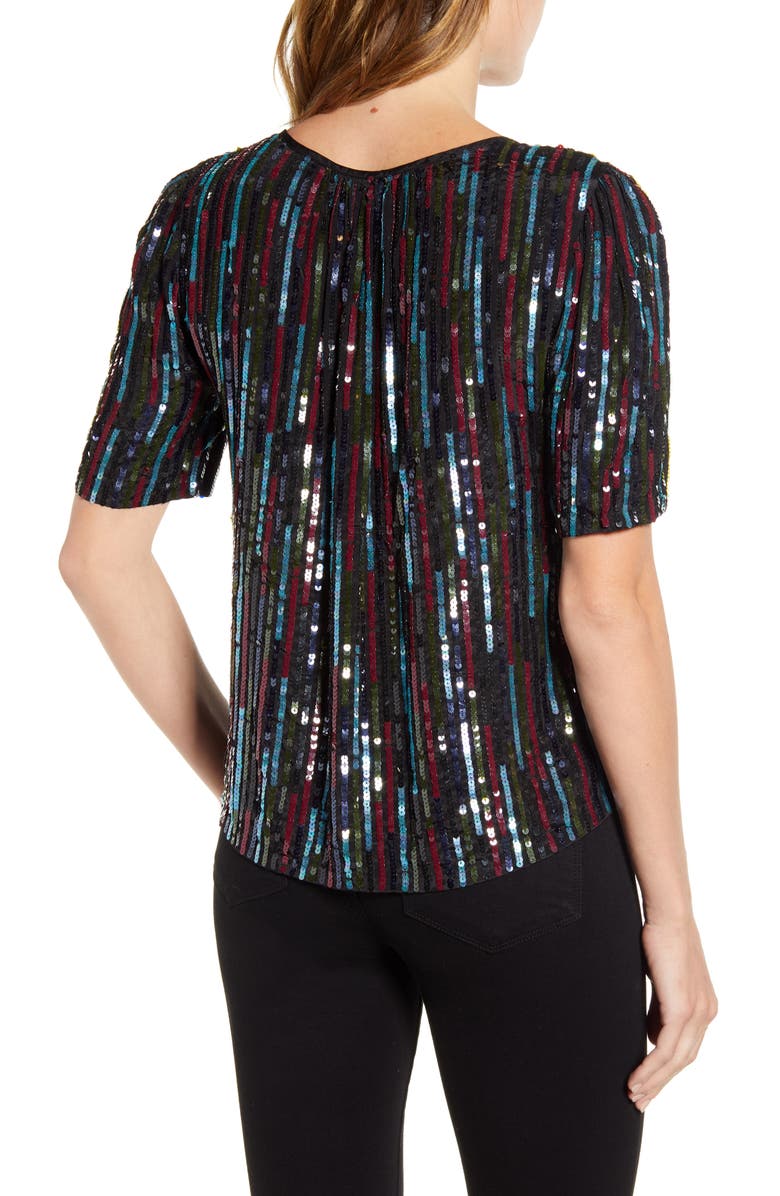 Velvet by Graham & Spencer Multicolor Sequin Short Sleeve Top, Alternate, color, 